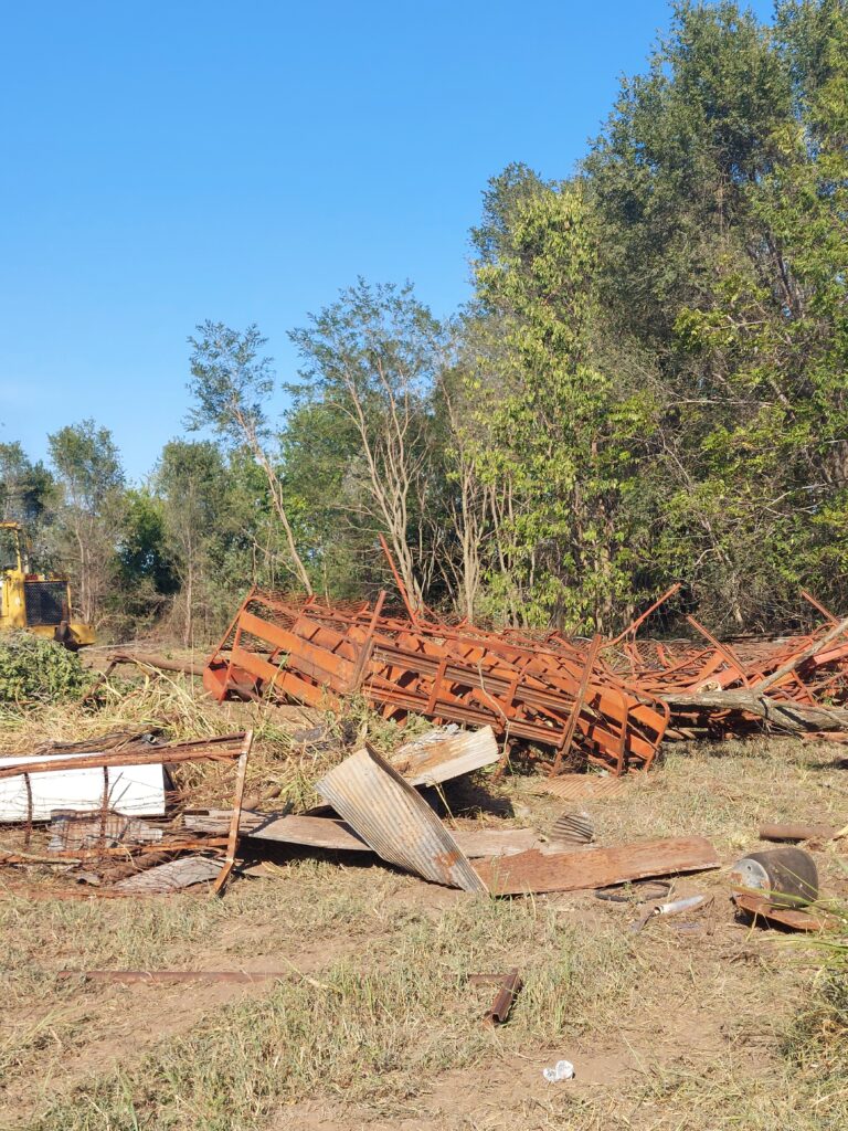 piling up iron to be hauled off